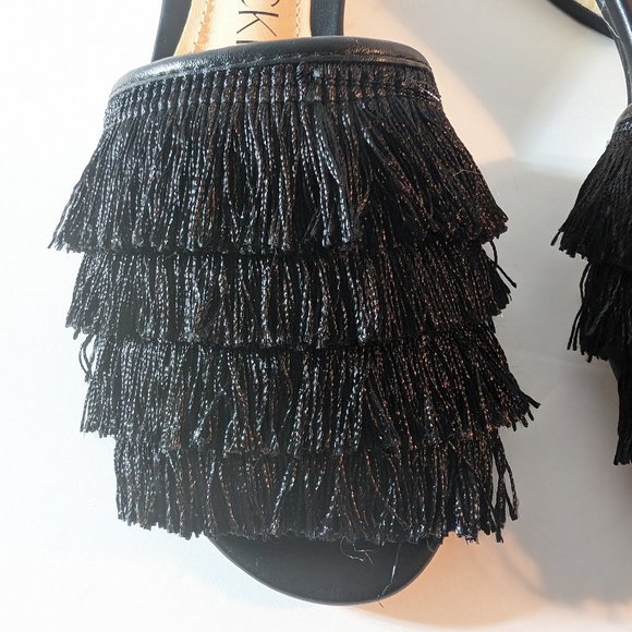 Mack J Black Fringe Slip On Mule Slipper - Picture 3 of 10